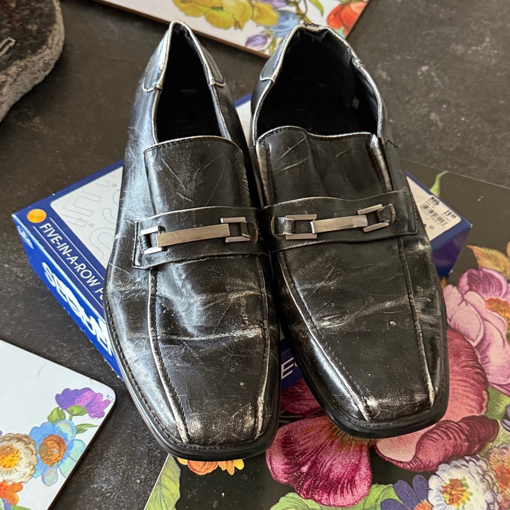 District Shiny Black Leather Loafers with Buckle